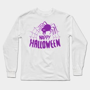 Happy Halloween Spider web purple Long Sleeve T-Shirt